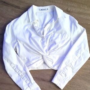 Alexander Wang White Cropped Long Sleeve